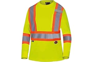Pioneer Hi Vis Long Sleeve Safety Shirt for Women - Breathable Work T-Shirt with Reflective Tape, UPF 50+ - Class 2 - Yellow