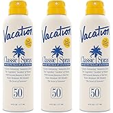 Vacation Classic Sunscreen Spray SPF 50, Water-Resistant, Lightweight, Transparent on All Skin Tones, Dermatologist-Tested, Vegan, 6 Fl. Oz. (Value Pack of 3)