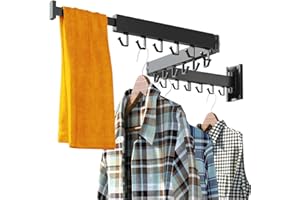 SFBAIHEN Clothes Drying Rack,Laundry Drying Rack,Wall Mounted Rack Hanger Rack Mount Folding Retractable Collapsible Room Org