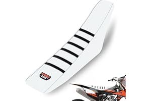 MCHMFG Universal Ribbed Dirt Bike Seat Cover - Gripper Soft Seat Cover for Most Dirt Pit Bike Motorcycle (White-White)