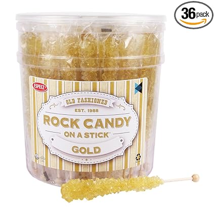 Extra Large Rock Candy Sticks 22g 36 Gold Crystal Rock Candy Sticks Original Flavor Individually Wrapped For Party Favors Candy Buffet Bridal