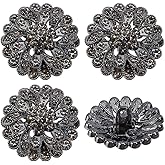 DELORIGIN 4Pcs Rhinestone Shank Buttons Alloy Sparkle Crystal Embellishments Buttons for Clothing Vintage Sewing Button for Shirt Coats Blazer Costume Dress Wedding DIY Craft Decorations (Black)