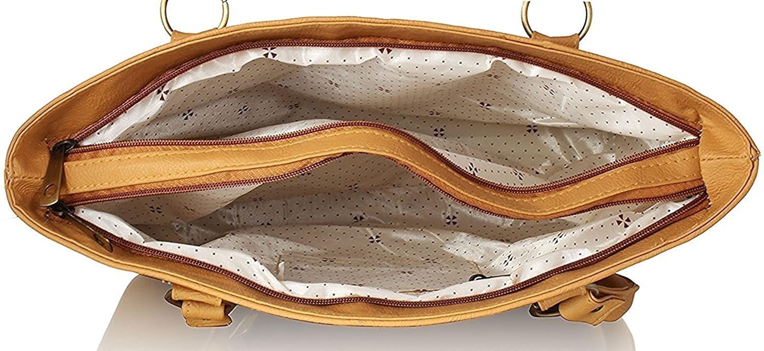 pynk fashion women's leather handbag (tan)