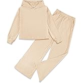 Stelle Girls Clothes 2 Piece Fall Outfits Lounge Set Long Sleeve Pullover Hoodie Wide Leg Sweatpants Teen Ribbed Tracksuit