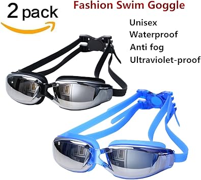 Amazon Swimゴーグル防水曇り止めuv保護調節可能なストラップ背面バックルソフト高弾性シリカゲルミラーバンドby Aigumi Aigumi スイミングゴーグル