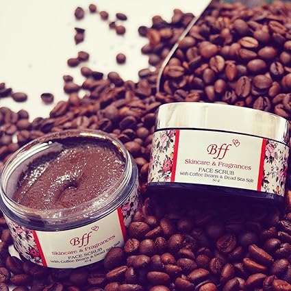 Bff Organic Coffee Face Scrub with Dead Sea Salt for Glowing Skin, Tan Removal. 50 Grams.
