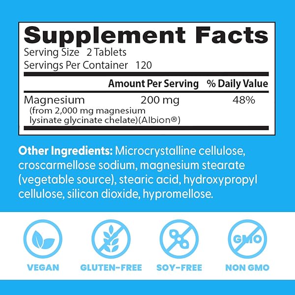 DOCTOR’S BEST HIGH ABSORPTION MAGNESIUM GLYCINATE LYSINATE, 100% CHELATED, NON-GMO, VEGAN, GLUTEN & SOY FREE, 200 MG, 240 COUNT