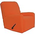 Easy-Going Recliner Stretch Sofa Slipcover Sofa Cover 4-Pieces Furniture Protector Couch Soft with Elastic Bottom Polyester Spandex Jacquard Fabric Small Checks(Recliner,Orange,Large)