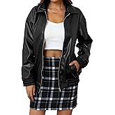 We1Fit Womens Oversized Faux Leather Jacket 2025 Fashion Outfits Motorcycle Zip Up Bomber Biker Coats Winter Fall Clothes