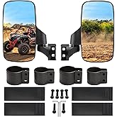 BETOOLL Upgraded Adjustable Pair UTV Side Mirror Set 1.75 or 2inch Roll Bar Cage, Universal UTV Side View Mirrors High Impact(Pack of 2)