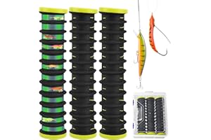 LOYANGER 3 Pcs Fishing Leader Storage Organizer, EVA Foam Fishing Line Organizer with 12 Line Slots for Storing Lines Winding Board Rigs Holder Leader Tray Hook Keeper, with Tackle Box