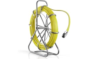 VEVOR Fish Tape Fiberglass, 500FT 6.3MM, Duct Rodder Fishtape Wire Puller with Stand, 1/4-Inch Cable Running Rod, Marked Ever