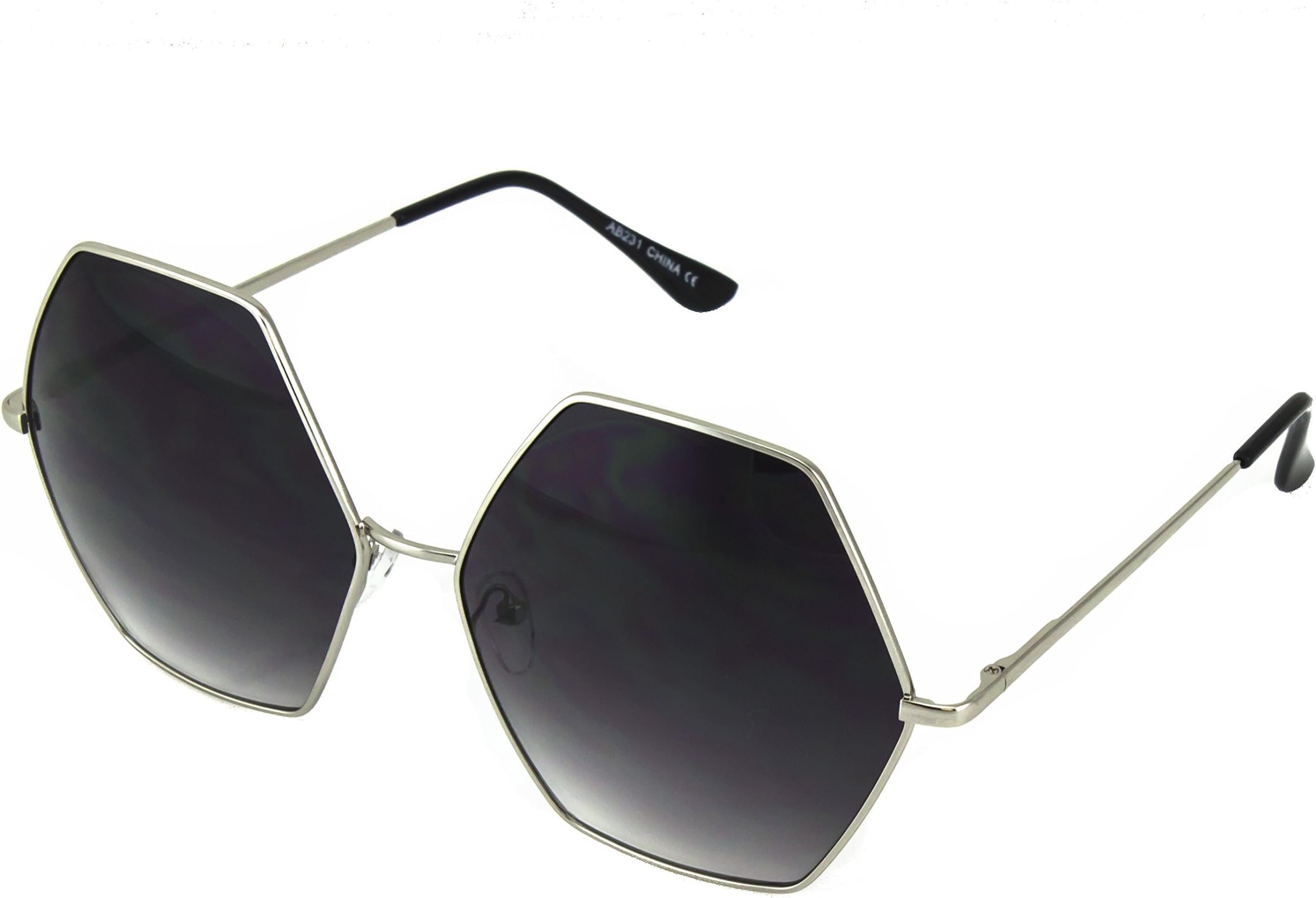 HUGE OVERSIZE LARGE VINTAGE HEXAGON RETRO Style Black Gradient SUNGLASSES by HobbyHomeAccessories