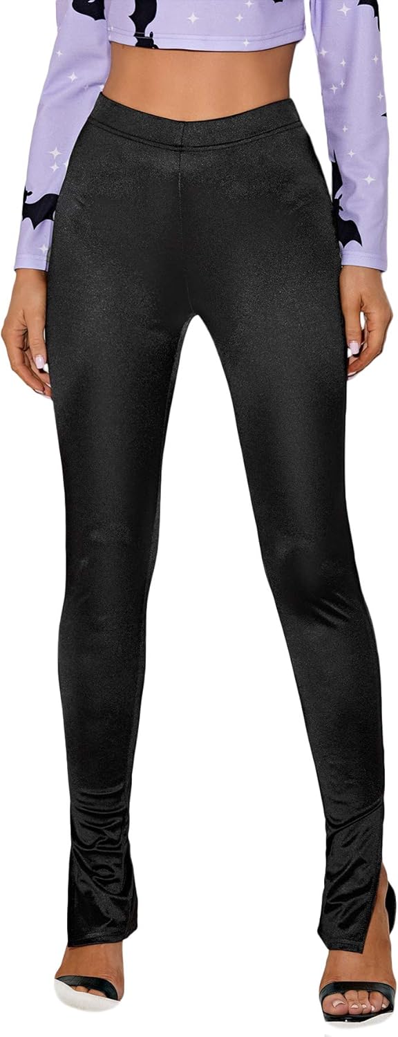 SheIn Women�s Asymmetrical High Waist Skinny Pants PU