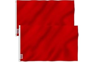 Anley Pack of 2 Fly Breeze 3x5 Foot Solid Red Flag - Vivid Color and Fade proof - Canvas Header and Double Stitched - Plain Red Flags Polyester with Brass Grommets 3 X 5 Ft