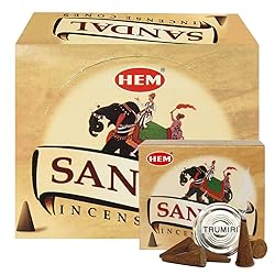 Sandal Incense Cones and Cone Incense Burner Bundle