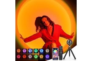 NELLSI Sunset Lamp Projection with Remote Control Endless Colors Sunset Projector Lights LED APP Floor Lamp Multiple Colors Night Light for Christmas Gifts Home/Photography/Party/Bedroom Sunset Lamps