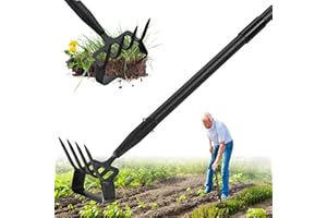 LILYVANE Garden Hoe,2 in 1 Heavy Duty Stirrup Hoe and Cultivator Gardening Tool Set with 62 inch Long Handle,Lightweight Hula Hoes Weeding Rake for Fast Weeds Grass Removal,Cultivating, Loosen Soil, Sharp Edge