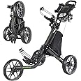 EASEGO Golf Push Cart 3 Wheel : Golf Bag Cart Foldable with Phone Holder/Cup/Umbrella Holder Compact Golf Pull Carts Quick Fold Golf Caddy Push Carts with Large Wheelbase for Different Terrain