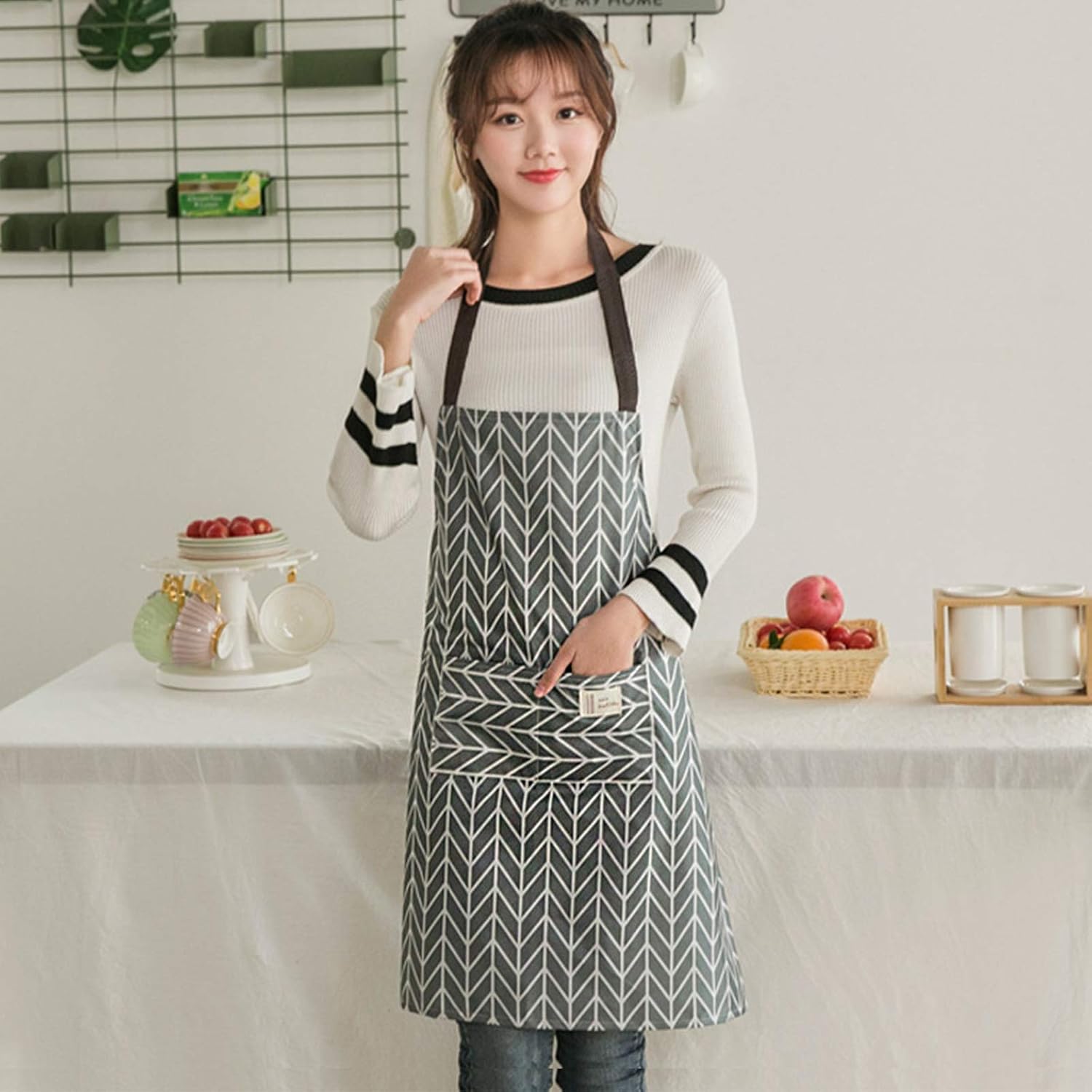 2Pcs PVC Apron for Women - Waterproof & Wipeable Kitchen Apron with Pocket, style1, 68*64 CM/26*25.2 inches - Image 5
