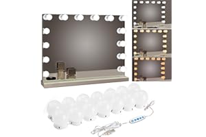 SICCOO Makeup Vanity Lights for Mirror, Hollywood Style LED Vanity Mirror Lights with 14 dimmable Bulbs, USB Cable, White