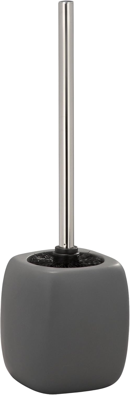 WENKO 20025100 Toilet Brush Faro Grey - Ceramic, 12 x 40 x 12 cm, Grey, 12 x 12 x 40 cm