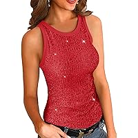 miduo Women's Tank Tops Spring Sparkle Sequin Tops Racerback V