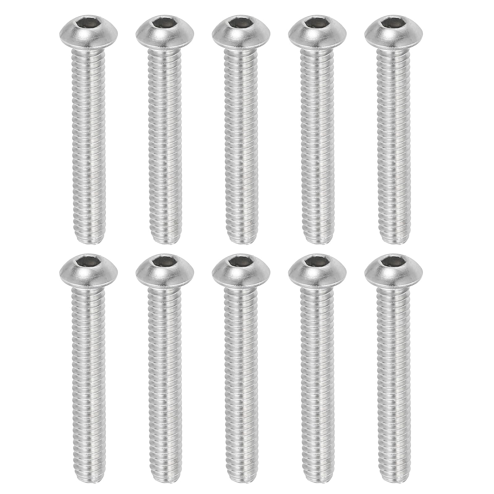 PATIKIL 1/4-20x1-5/8" Button Head Socket Cap Screws, 10 Pcs 304 Stainless Steel 18-8 Socket Cap Screw Bolts Allen Hex Drive Full Thread Fine Thread UNC