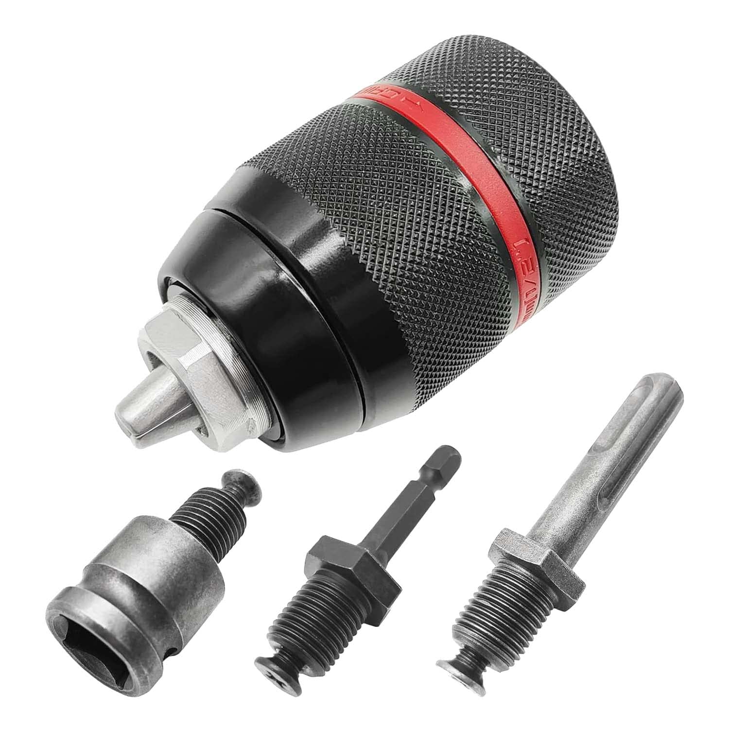 Xnuiasqe 1Set Keyless Drill Chuck 1/2-20UNF Mount 1.5-13Mm Metal with SDS-Plus 1/2Inch Wrench Adapter