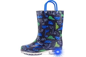 WILLPORT Kids Light Up Rain Boots with Easy-on Handles for Boys and Girls