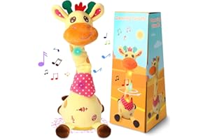 LLUKEME Dancing Talking Giraffe Toy, Stuffed Animal Baby Toy Repeating What You Say, Glowing Musical Electronic Giraffe Gifts for Toddlers 1-3 Years Old (Giraffe)