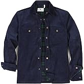 ZENTHACE Men's Corduroy Shirts Jacket with Full Flannel Lined,Snap Button Down Vintage Fall Outerwear Coat,100% Cotton