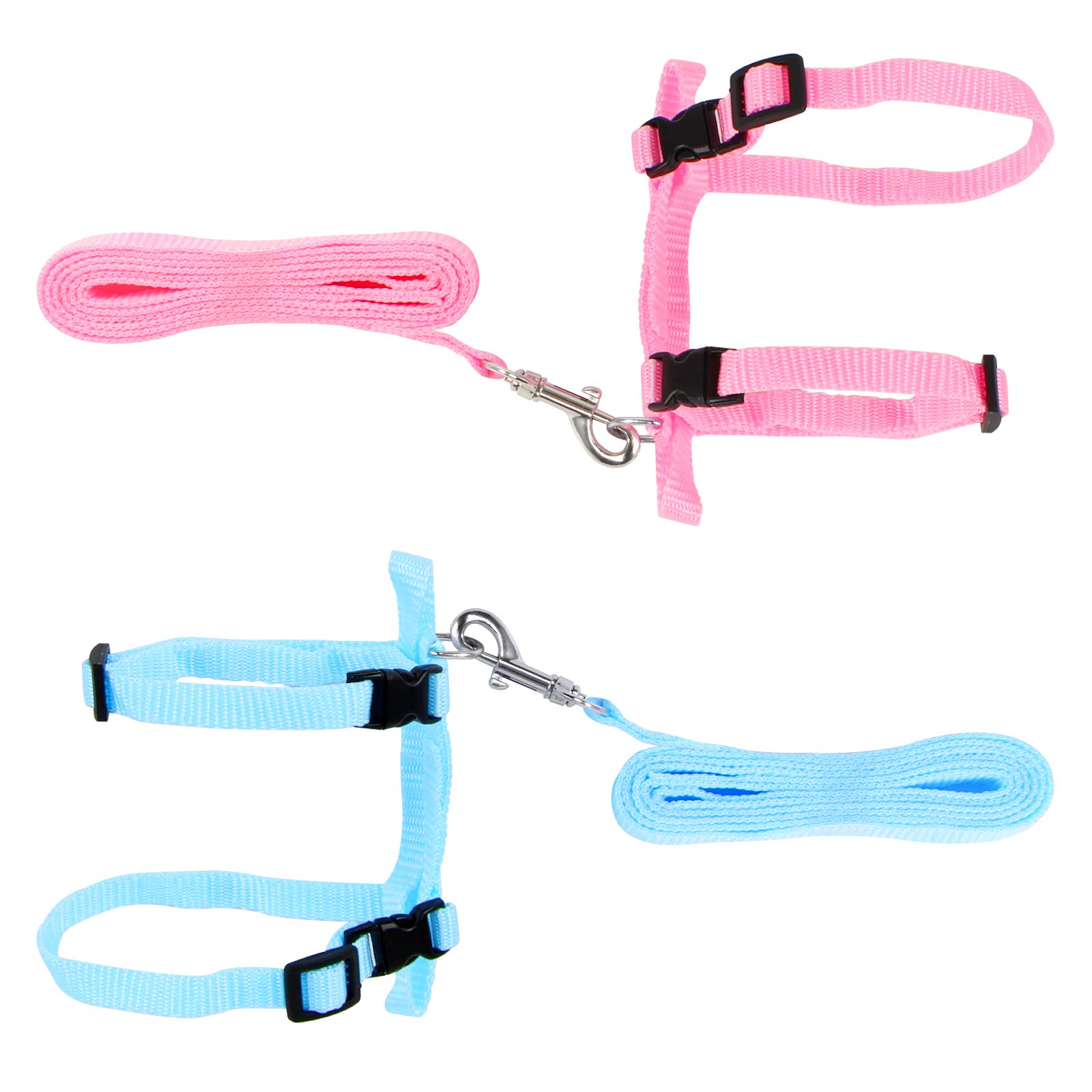 Yangfei 2 x Adjustable Rabbit Harness, Collar and Lead for Small Pets (Pink/Blue)