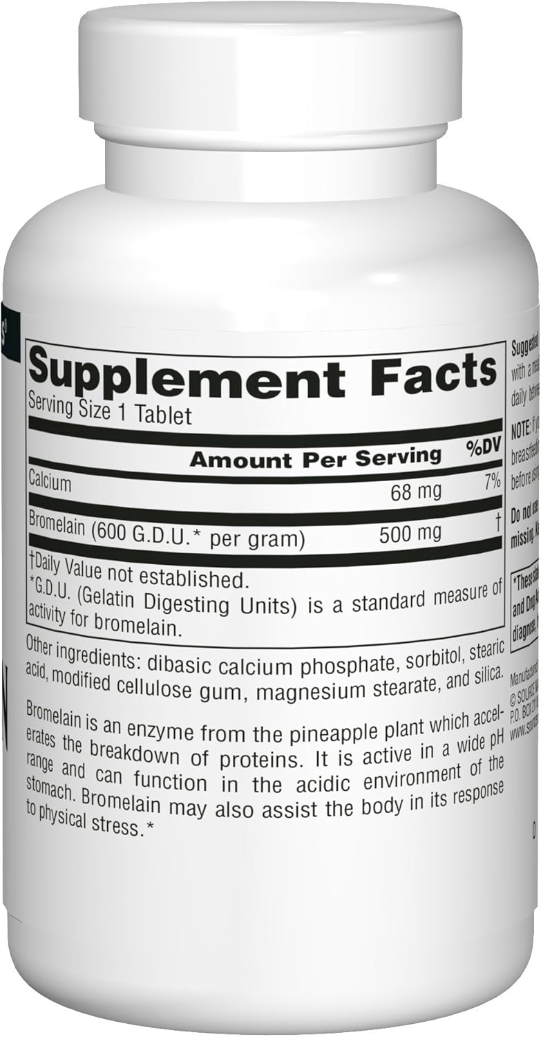 Source Naturals Bromelain 500mg Proteolytic Enzyme Supplement - 60 Tablets: Health & Personal Care