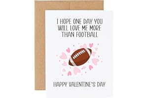 Football Valentine's Day Card, Gift for American Football Lover Husband, I Hope One Day You Will Love Me More Than Football, 