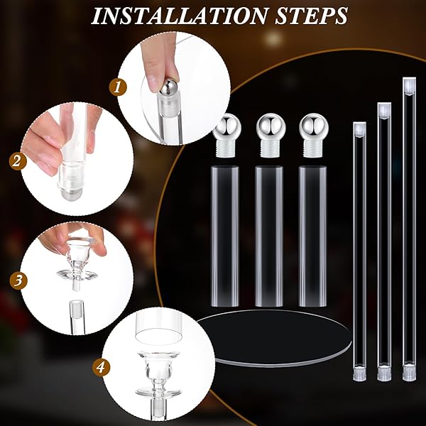 LAYHIT 6 SET WEDDING 3 ARM ACRYLIC CANDELABRA TABLE CENTERPIECE 38.6″ CLEAR TALL FLOOR CANDLE HOLDER WITH SHADE PILLAR TAPER STAND FOR DINING PARTY ANNIVERSARY BIRTHDAY EASTER FIT 0.87 LED CANDLE