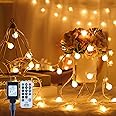 Globe String Lights, 100Led 59FT Fairy Lights Plug in 8 Modes with Remote Control Waterproof Outdoor Indoor String Lights, Fairy Lights for Bedroom, Garden, Party, Wedding, Warm White