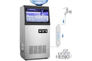 TAZPI Commercial Ice Maker Machine 150Lbs/24H with 2 Water Inlet Modes, 36Pcs Ice Cubes in 8-15 Mins, Stainless Steel Under Counter/Freestanding Ice Machine with 25Lbs Storage Bin for Home/Shop/Office/Bar