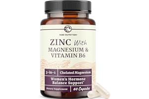 NOBI NUTRITION Zinc and Magnesium Supplement with Vitamin B6 | Women’s Hormone Balance, Menstrual Cycle & Immune Support | High Absorption Chelated Magnesium Glycinate with Zinc Picolinate and VIT B6 | 60 Ct