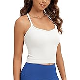 ODODOS Seamless Sweetheart Neck Crop Tank for Women Ribbed Strappy Racerback Cropped Cami Tops