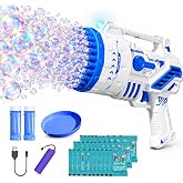 Bubble Machine Gun for Kids, 69-Hole Bubble Blaster with LED Lights, Blue | 69-hole bubble machine gun for kids ages 4-8, wit