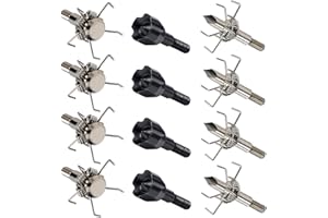 LeeMui Archery Broadheads 12PK Small Game Judo and Hammer Mixed Set 100 or 125 Grain Field Arrow Practice Spiral Tip for Small Game Hunting