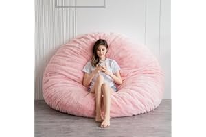 BYBYME 3 in 1 Bean Bag Chair, Convertible Chair Folds from Bean Bag to Lounger, High-Density Foam Filling, Faux Fur Big Sofa Bed, Giant Bean Bag Chair Bed for Adults