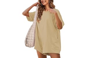 TAQCUX Rompers for Women Athletic Workout Hot Shot Tee Romper Casual Oversized Jumpsuits Overalls