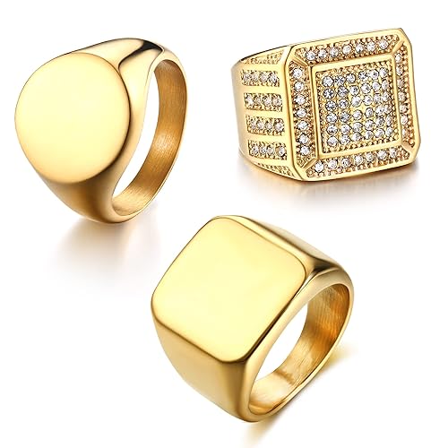 Pinky Ring Amazon Prime Mens Rings Dochais Ring Set (3Pcs) 14K