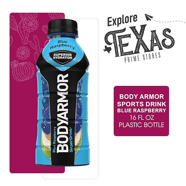 BODYARMOR – UNIQUE OUTLET BUNDLE: 16-PACK OF BLUE RASPBERRY SPORTS DRINK POTASSIUM-PACKED ELECTROLYTES 16 FL OZ PLASTIC BOTTLE + 1 UTILITY PROP.