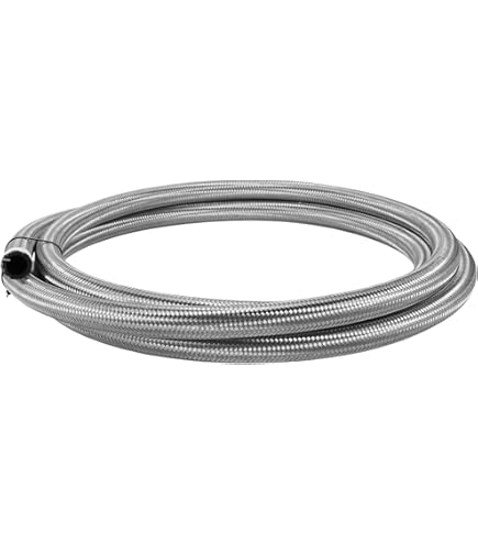 Unique Bargains 8ft 12AN Fuel Hose AN12 Universal Car Braided Stainless Steel Cpe Oil Fuel Gas Line Hose Silver Tone