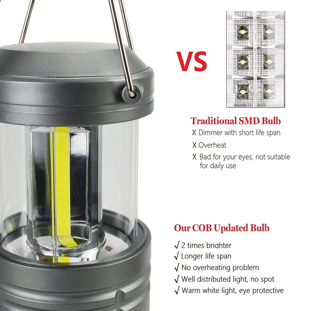 2 Pack Camping Lantern with 6 AA Batteries - Magnetic Base -Hausbell Portable Collapsible LED Camping Lantern Flashlights -Survival Kit for Emergency,Collapsible, Waterproof, Shockproof LED Lantern