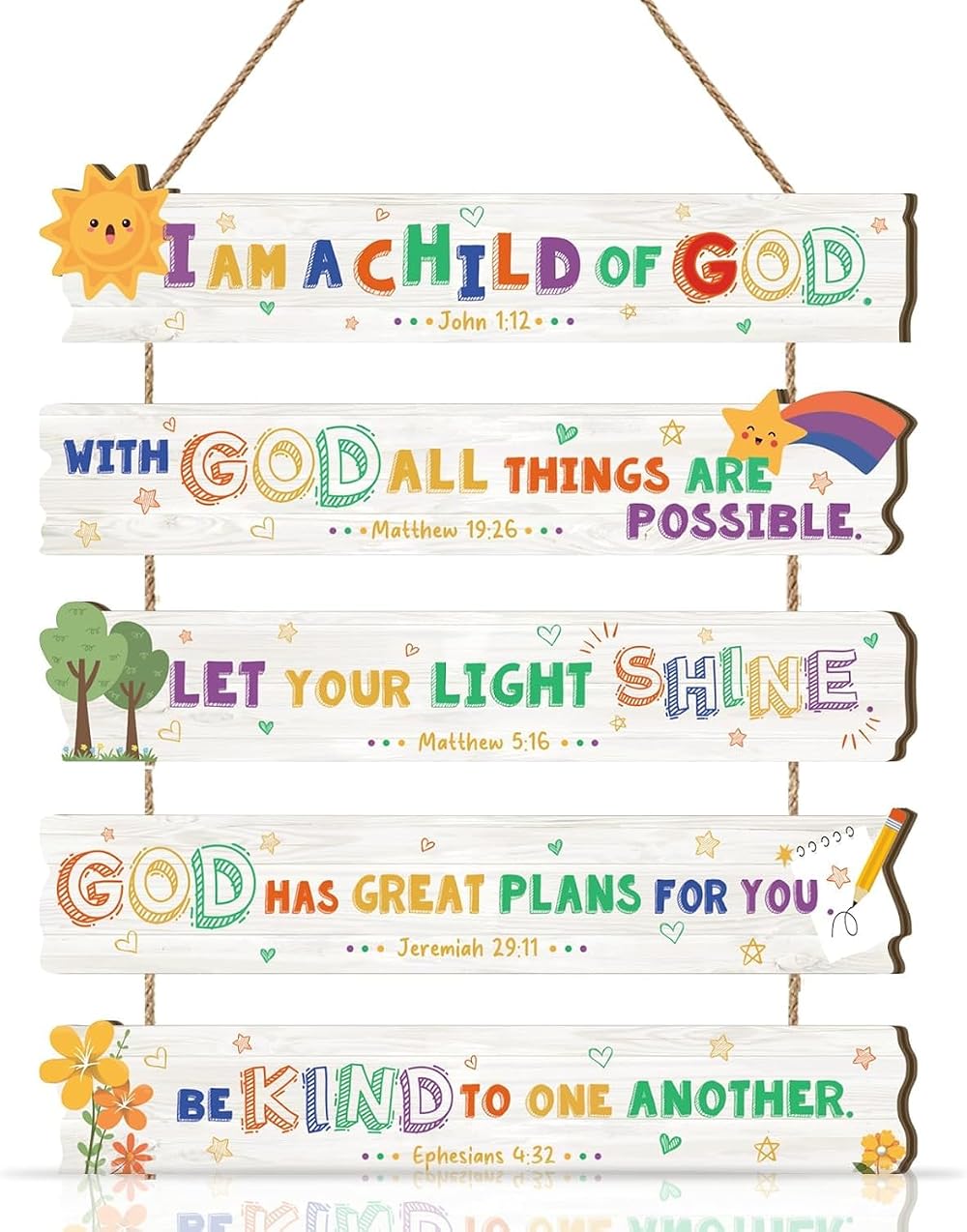 HPNIUB I am A Child of God Door Sign Inspirational Wall Plaque Colorful2