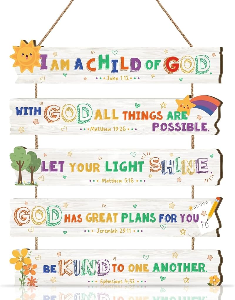 HPNIUB I am A Child of God Door Sign Inspirational Wall Plaque Colorful2